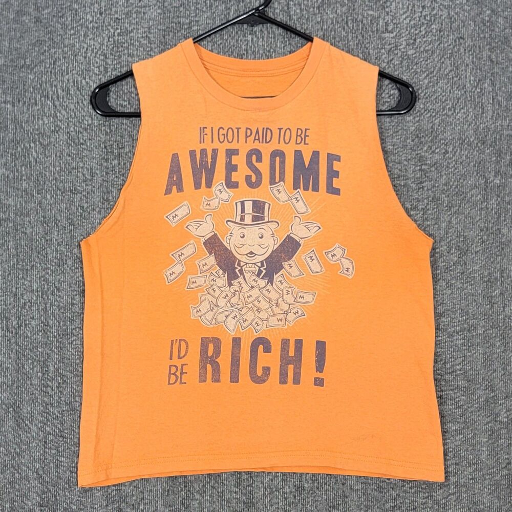 Monopoly T-Shirt Womens Small Orange If I Got Paid To Be Awesome I'd Be Rich